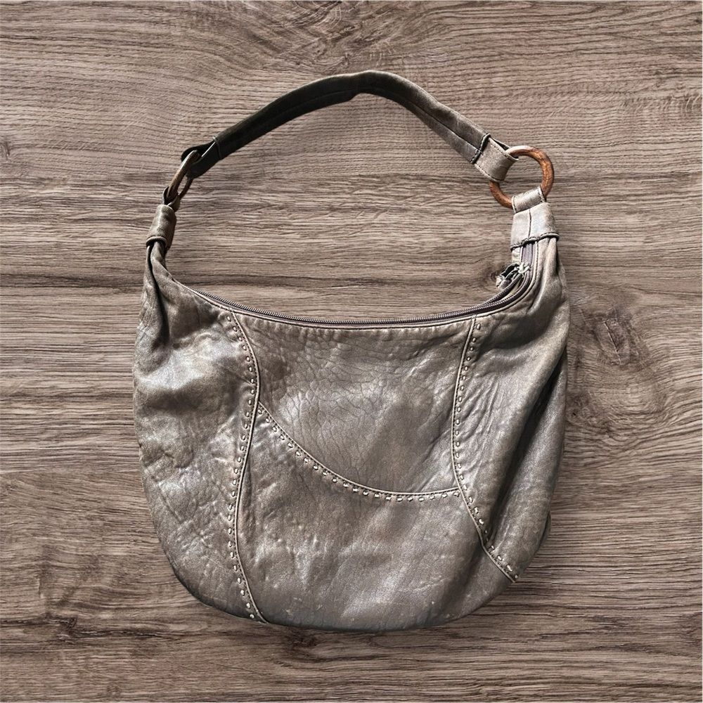 J. Jill Brown Soft Glove Leather Hobo Slouchy Shoulder Bag with Zip Top *Flaw